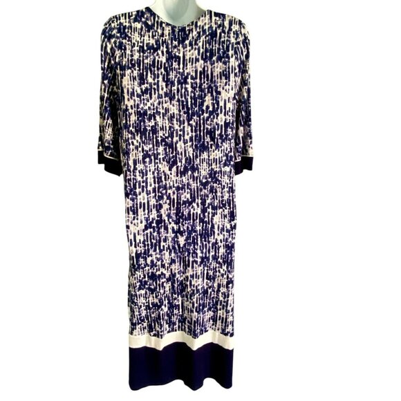 Simply Vera Vera Wang Blue Purple Print 1/2 Sleeve Caftan with Pockets Small NEW - Picture 5 of 11
